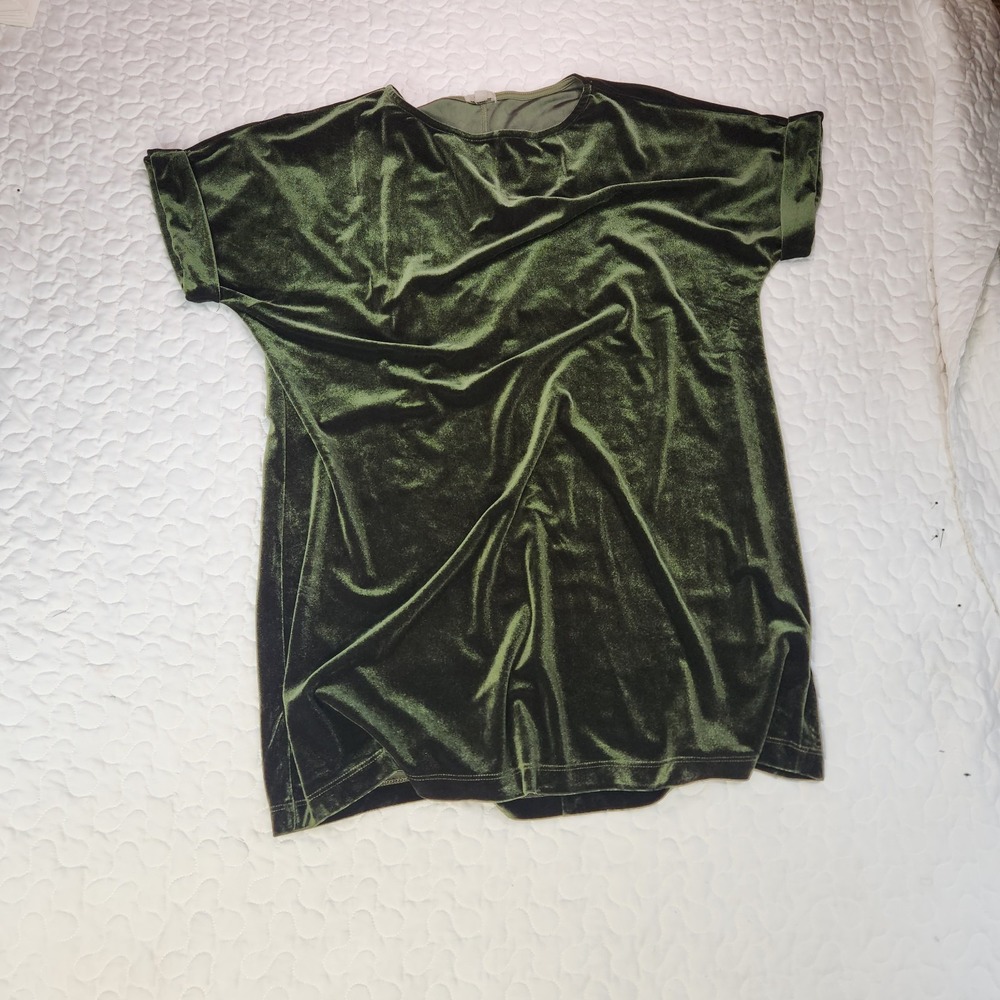 Green Velvet Oversized TOP OR MINI DRESS bust to 40"  M Stretch Luxury Holiday